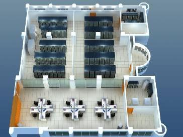 海南某衛生局直觀(guān)機房，3D機房監控界面設計
