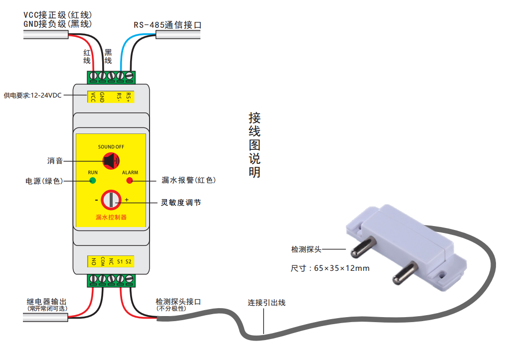 機房漏水報警控制器接線(xiàn)圖